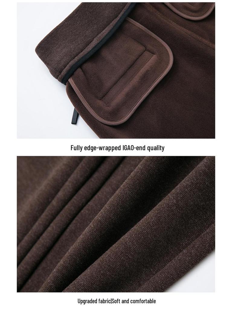 Women's High-Waisted Plaid Acetate Wool Pants - Plus Velvet, Thickened for Warmth, Autumn/Winter Style, Ideal for Middle-Aged Moms