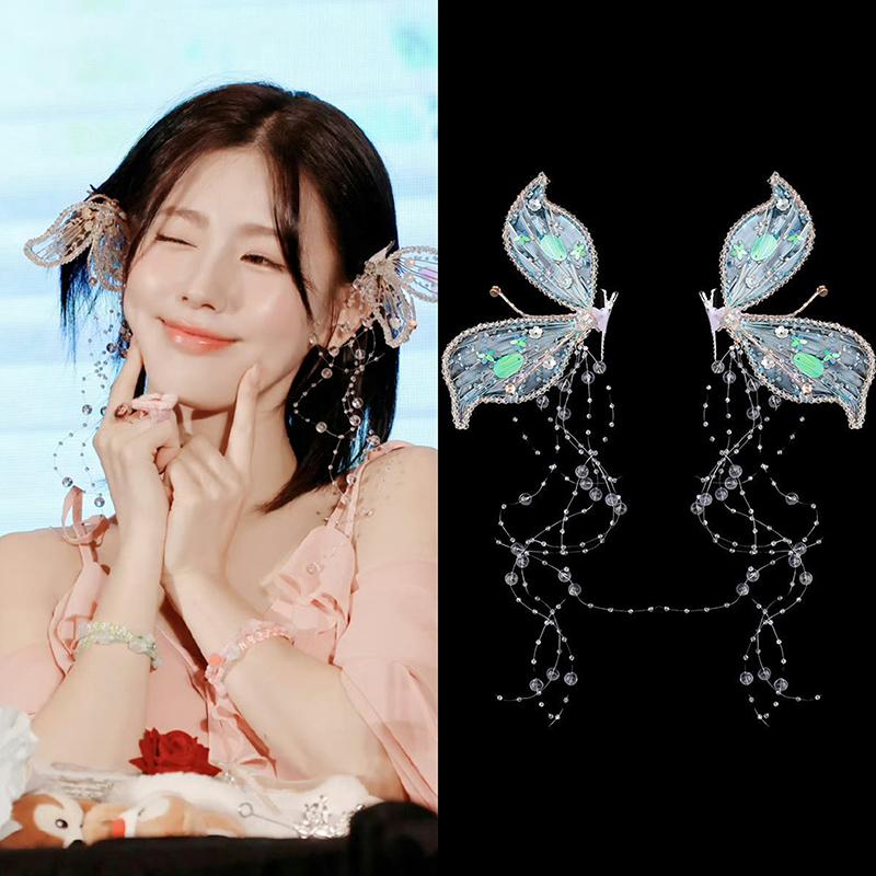 2Pcs White Butterfly Hair Clips Girls Sweet Fairy Chiffon Butterflies Hairpin Barrettes Women Headwear Trendy Hair Accessories