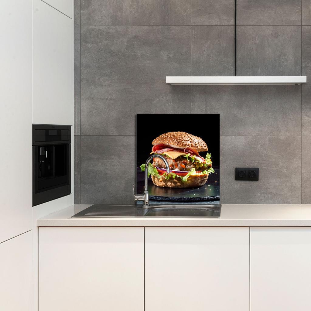 PANEL SZKLANY DO KUCHNI 60x65 Hamburger