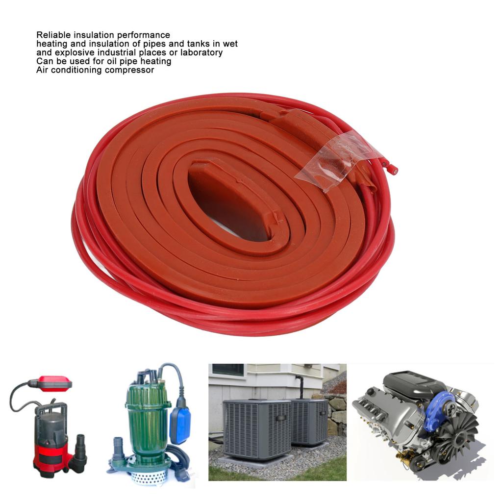 Silicone Heating Belt Waterproof Soft Insulation Flexible Heater for Oil Pipe 15x1000mm 40w DC12V
