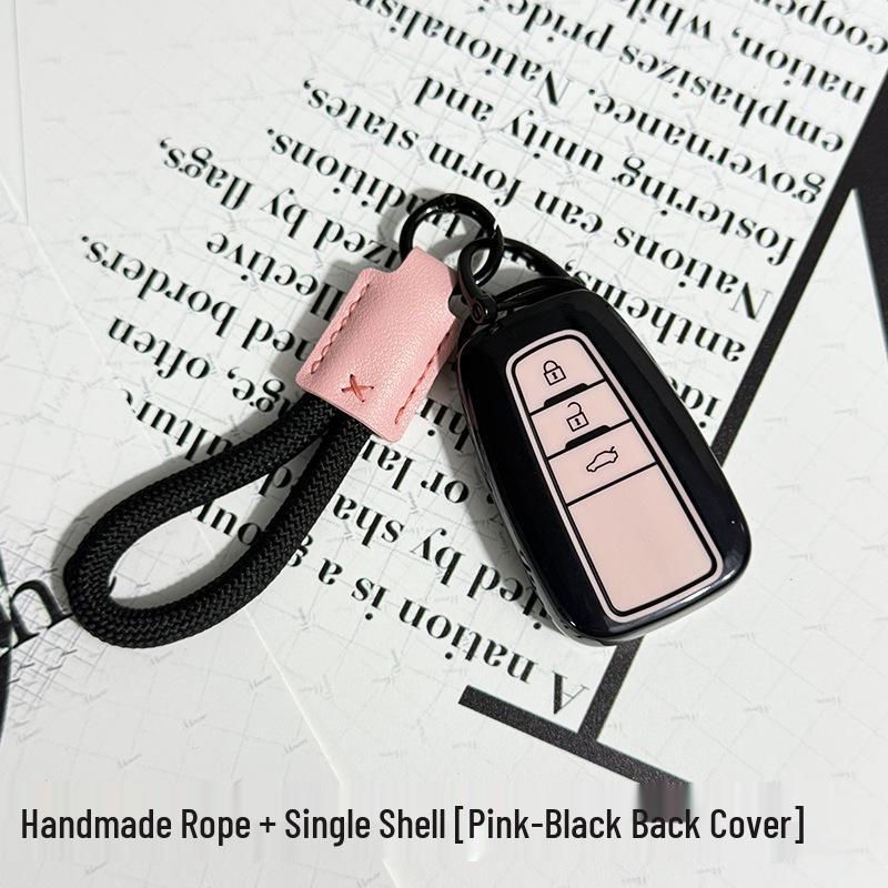 Toyota Car Key Cover - Suitable for Alphard, Corolla, Camry, Crown, RAV4 - Black/Pink
