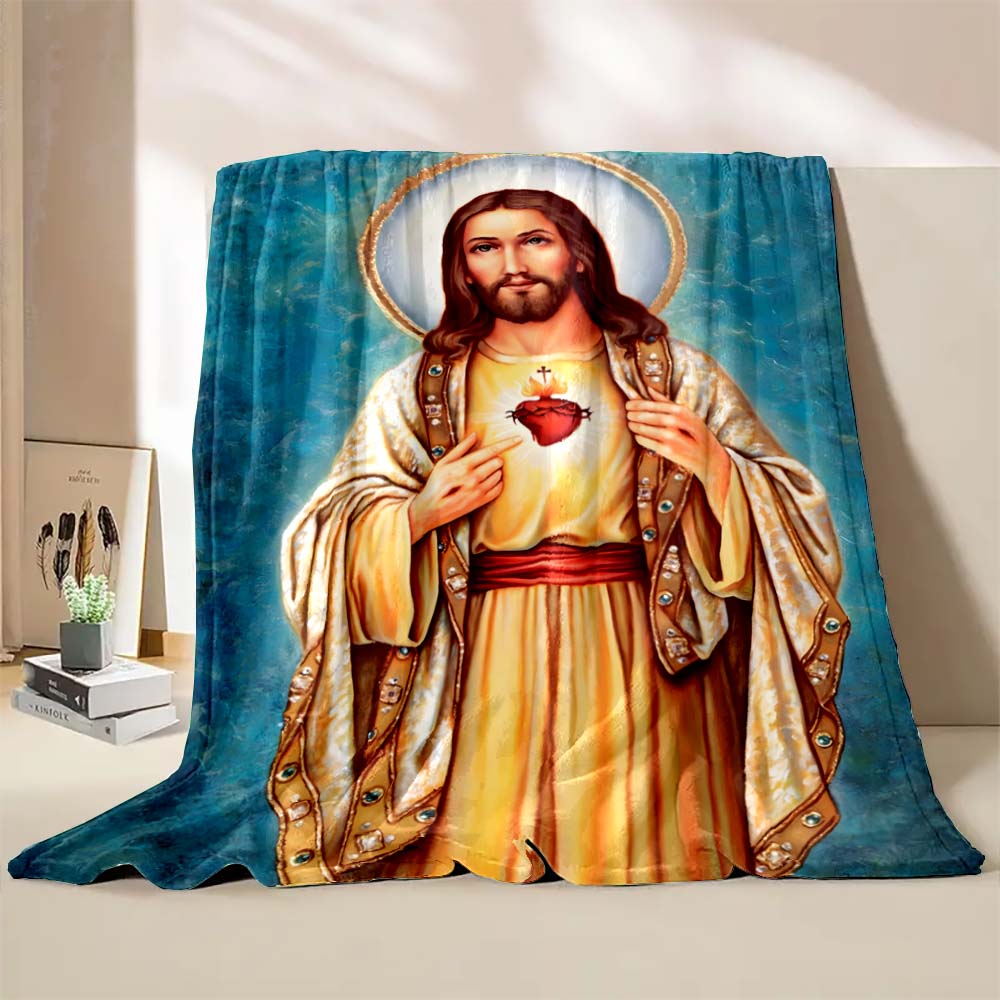 6 Sizes God Jesus Believer Pray Printed Blanket Soft and Comfortable Home Travel Blanket Adult and Child Warm Blanket Catholic