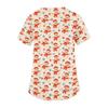 Women's Christmas Print V-Neck Short Sleeve Work Shirt with Pockets Caregiver Uniform Top