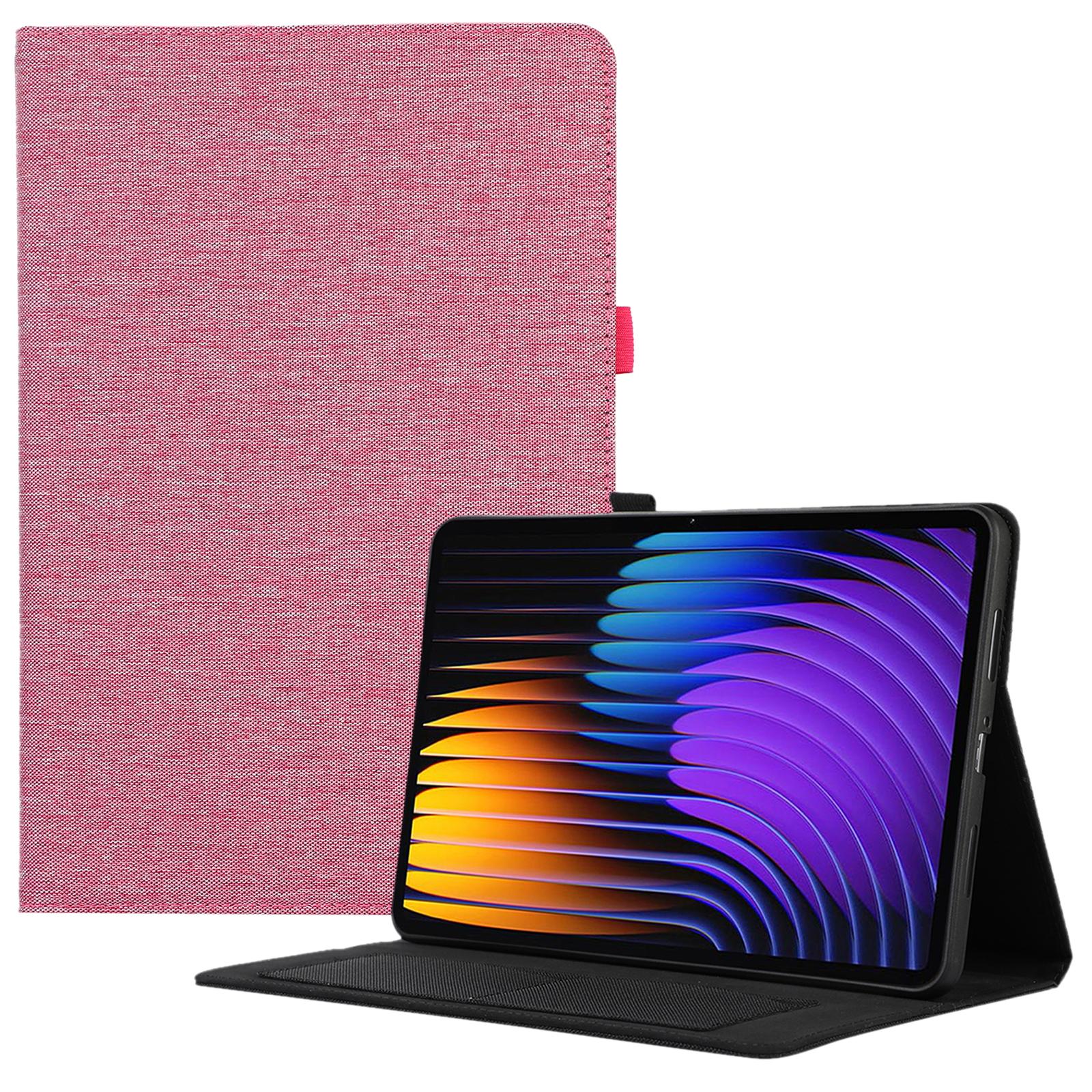 

Для Xiaomi Pad 7/Pad 7 Pro Шкіряний чохол Тримач для карток Текстура тканини Підставка для планшета Pink