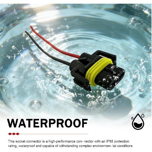 2PCS 9005 HB3 9006 HB4 9012 Bulb Socket, Waterproof Wiring Harness Headlight Socket, H8 H9 H10 H11 Headlight Connector Female Adapter Wiring Harness