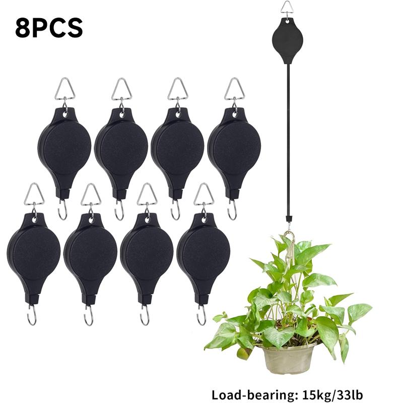 2 ks Háček na rostliny s kladkou Zatahovací závěs na rostliny Snadno dosažitelný Závěsný košík na květiny pro zahradní koše Květináče a krmítka pro ptáky