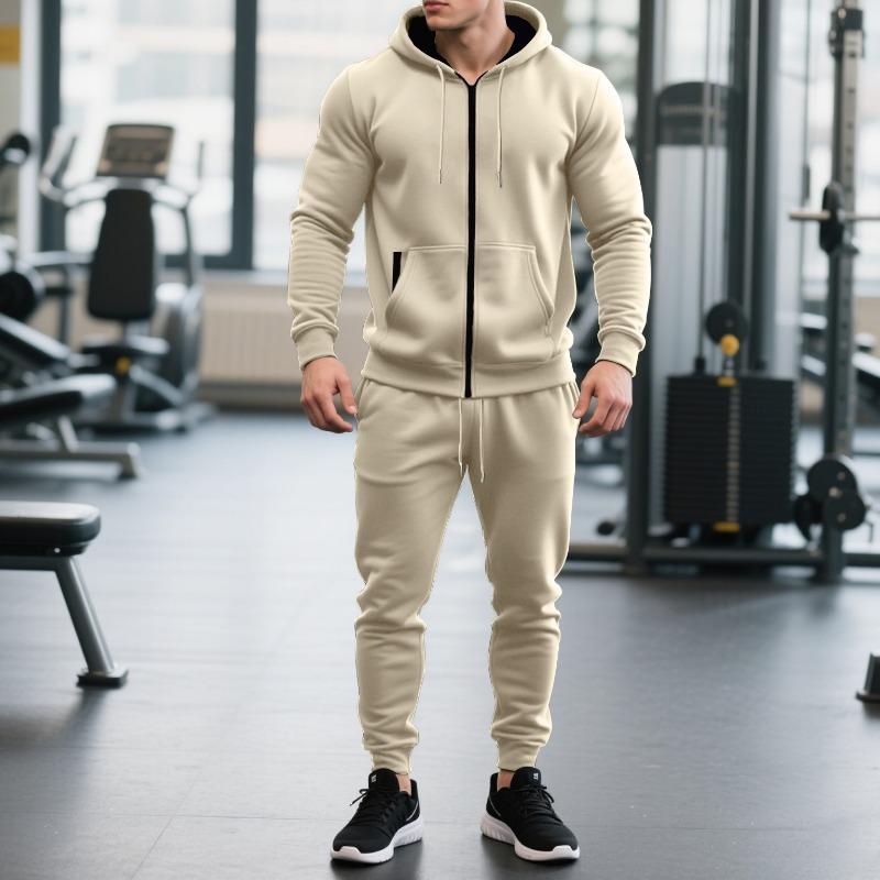 Men's 2 Piece Tracksuit Set Full Zip Hoodie & Jogger Pants Casual Gym Workout Suit