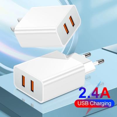 2.4A 2 USB Fast Charger Mobile Phone EU/US/UK Plug Wall Adapter Charging Travel Chargers For Samsung  Xiaomi