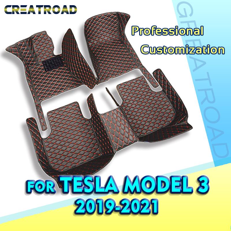 

Car Floor Mats For Tesla Model 3 Auto Foot Pads Automobile Carpet Cover interior accessories коричневый
