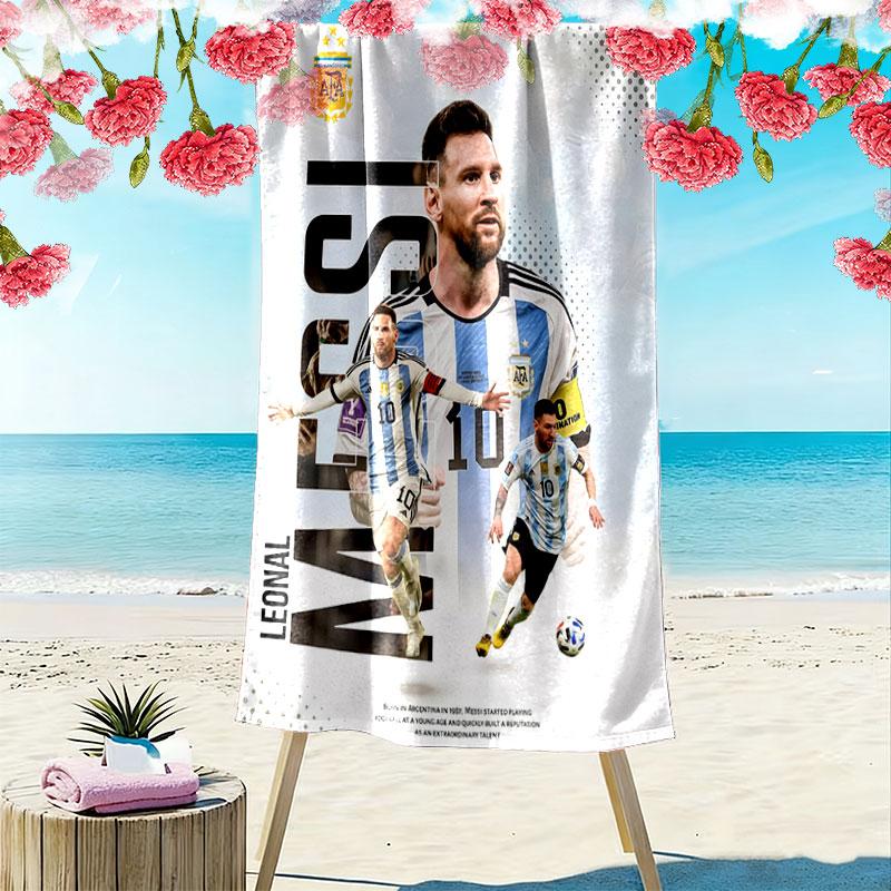 Asciugamano da Spiaggia Stampa Radiosa Messi, Asciugamano Grande Morbido Asciugatura Rapida per Spiaggia Campeggio Nuoto