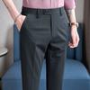 High-quality men's casual nine-point pants, small straight slim-fitting pants, trousers containing mulberry silk Lai versatile pants