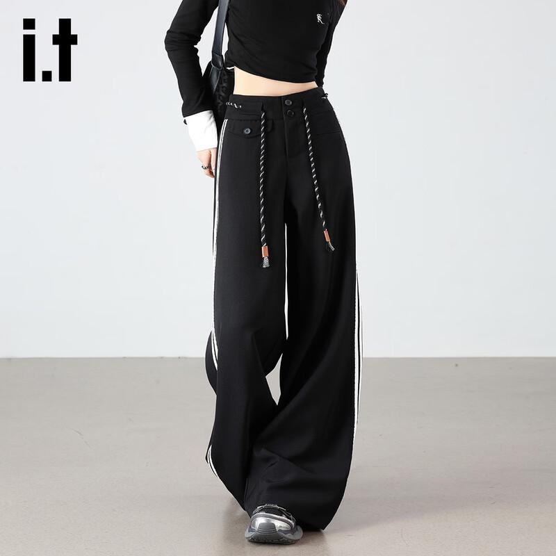 Izzue It Women's High-Waisted Wide-Leg Drawstring Casual Pants