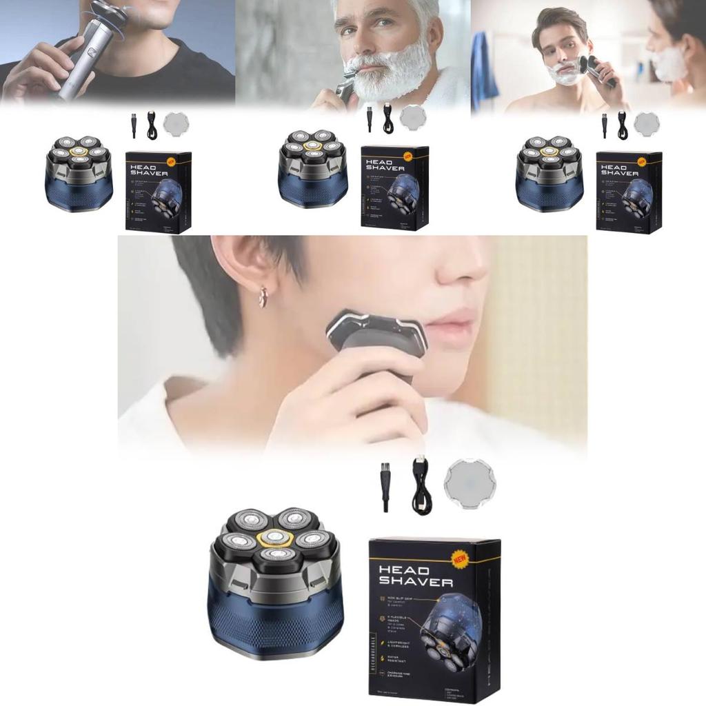 Electric Shaver With Magnetic Rotation Heads Rechargeable For Men Grooming