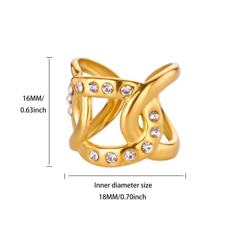 Light luxury high-end cross zircon ring women's fashion personalized bow does not fade titanium steel index finger temperament jewelry