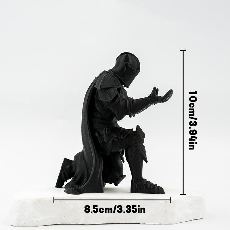 Creative Ninja-Style Single Kneeling Knight Pen Holder Armor Knight Kneeling Figurine Pen Holder Desktop Stand Storage Decor