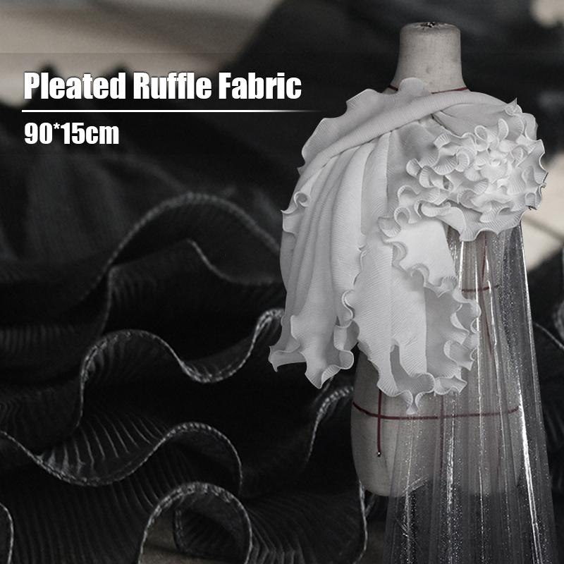 1 Yard Single Layer Pleated Wave 3D Ruffle Designer Fabric Tulle Lace Fabric For Patchwork Sewing Ruffle Applique Collar Decor