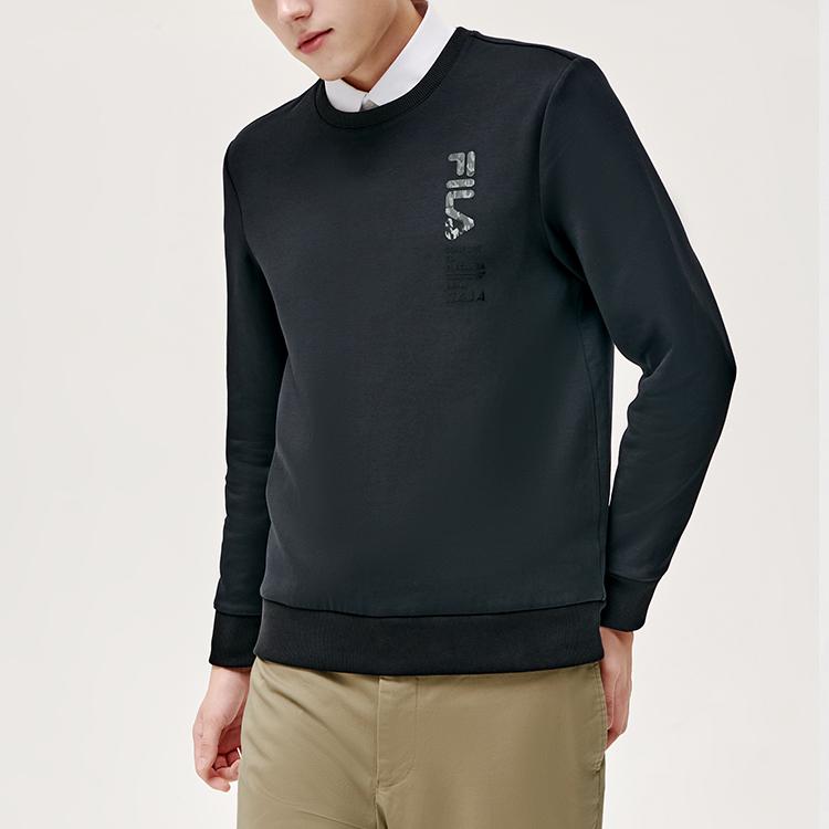 Fila Logo Pullover Sweatshirt Men Sweatshirts Black F11M147205FBK