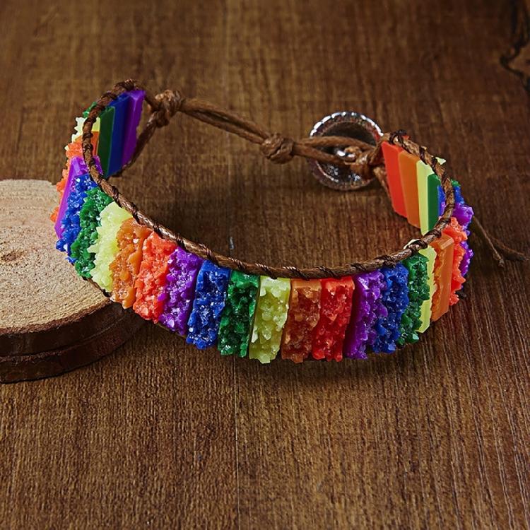Stone Wrap Leather Bracelets Vintage 2 Strands Multilayer Woven for Women Men