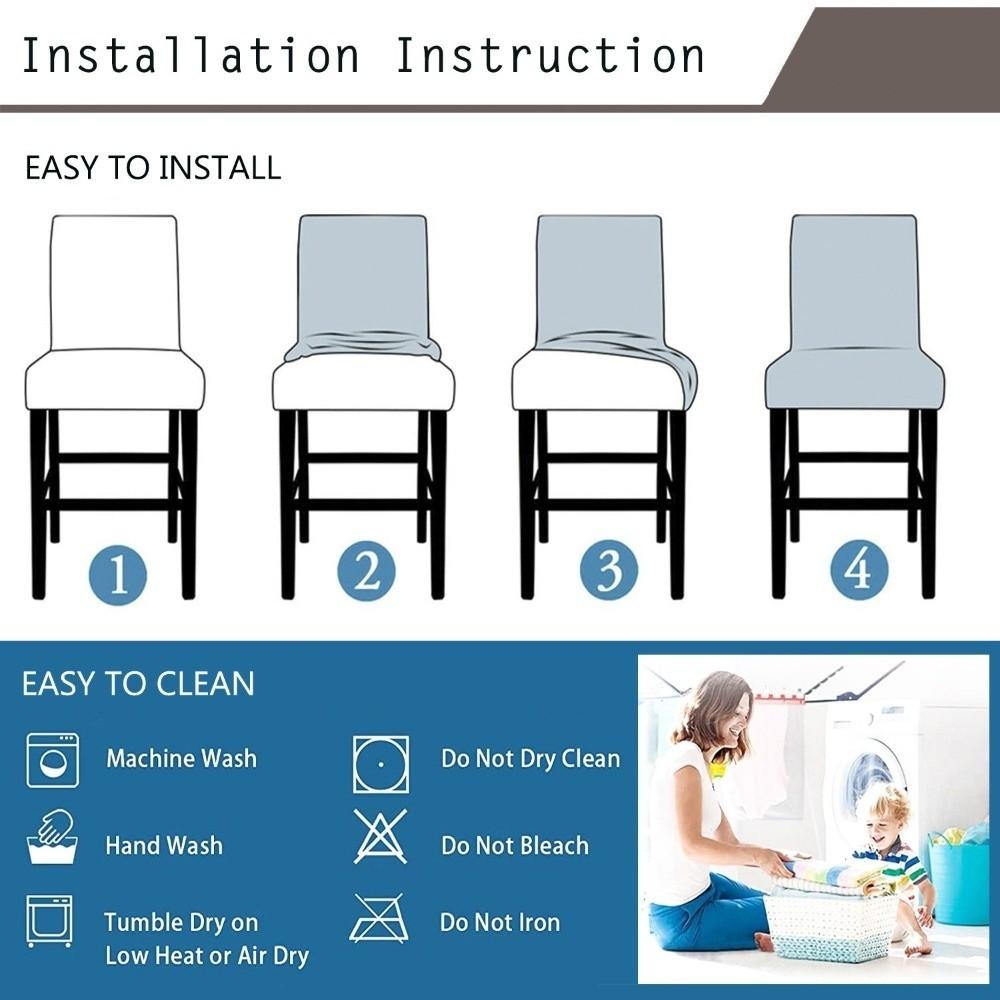 Durable Short Back Bar Chair Cover Jacquard Elastic Stretch Slipcovers Waterproof Dustproof Chair Protectors Household