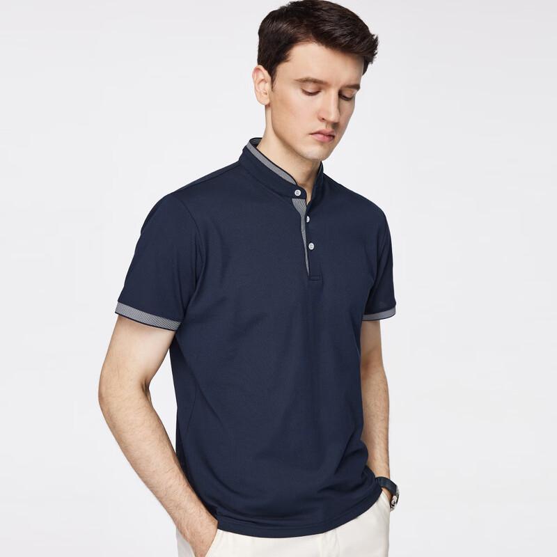 Shanshan Men's Jacquard Stand-Collar Short-Sleeve T-Shirt