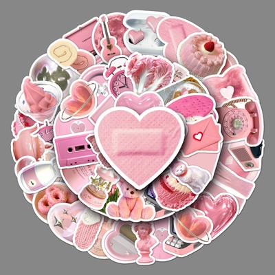 50 Pink Ins Style Doodle Cartoon Fresh Guka Creative DIY Mobile Suitcase Stickers Waterproof
