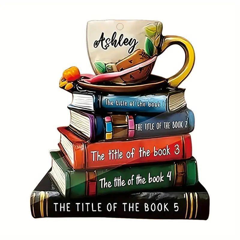 Adorable Cartoon Themed Book Lover Ornament Vintage Acrylic Car Interior Decor