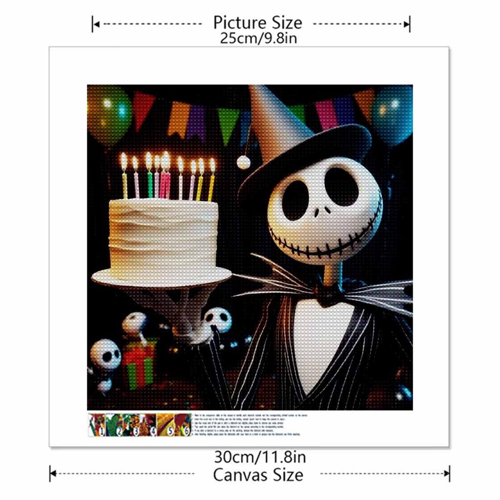 5D DIY Diamond Painting Decorative Happy Birthday Skeleton Full Round Drill Scenery Diamond Embroidery Cross Stitch Kits Home Decor Gift