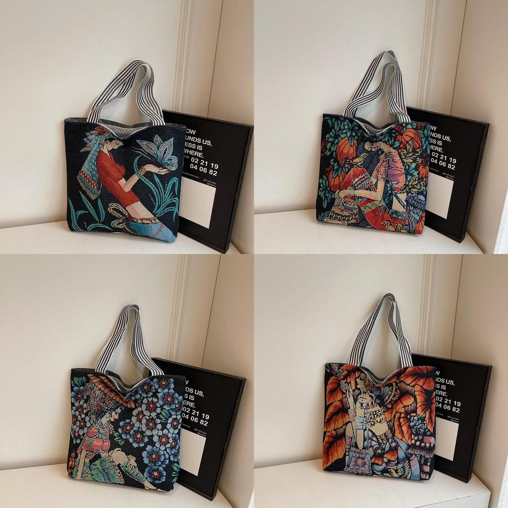 Canvas-Tasche mit Stickerei für den täglichen Gebrauch und den Weg zur Arbeit