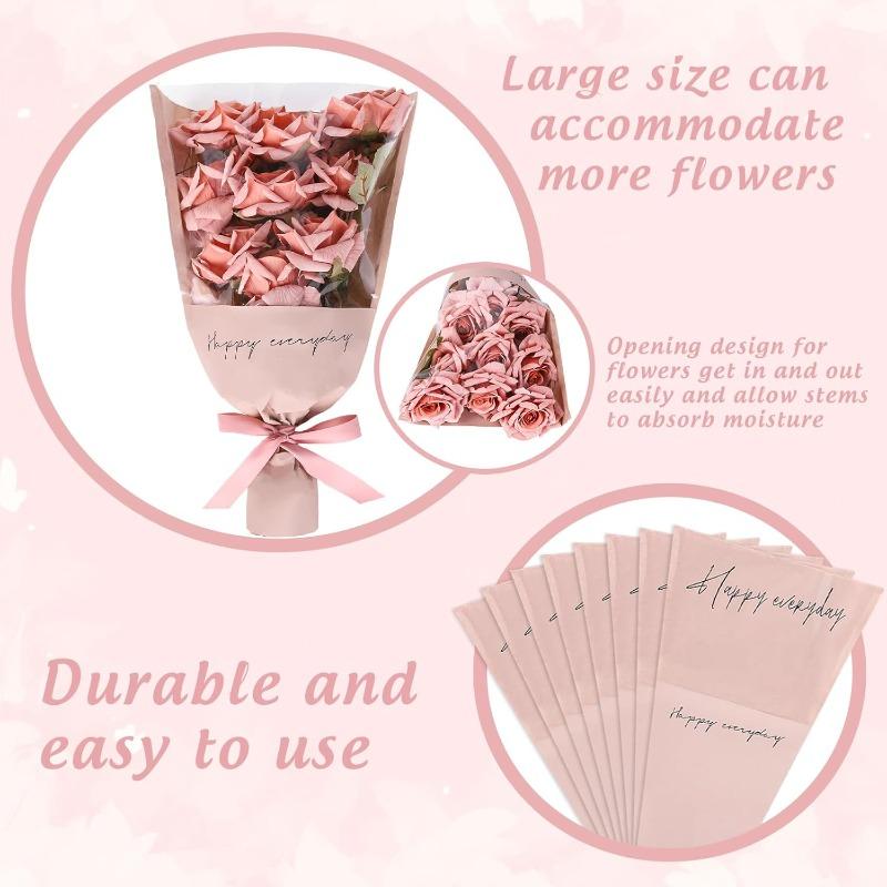 20-80 PEZZI Sacchetto Festa di San Valentino Sacchetto Confezionamento Rose Sacchetto Fiore Carta Kraft Sacchetto Trasparente OPP Impermeabile Confezionamento Fiore Singolo