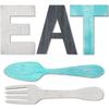 Eat  Sign + Fork And Spoon Wall Decor For Kitchen Rustic Farmhouse Decoration For Family Home Dining Room