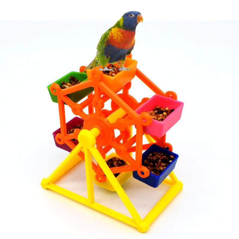 Jucărie de hrană pentru papagali, rotire colorată, moara de vânt, anti-mușcătură, ros, antrenament, cutie de mâncare, distracție, stresul păsărilor
