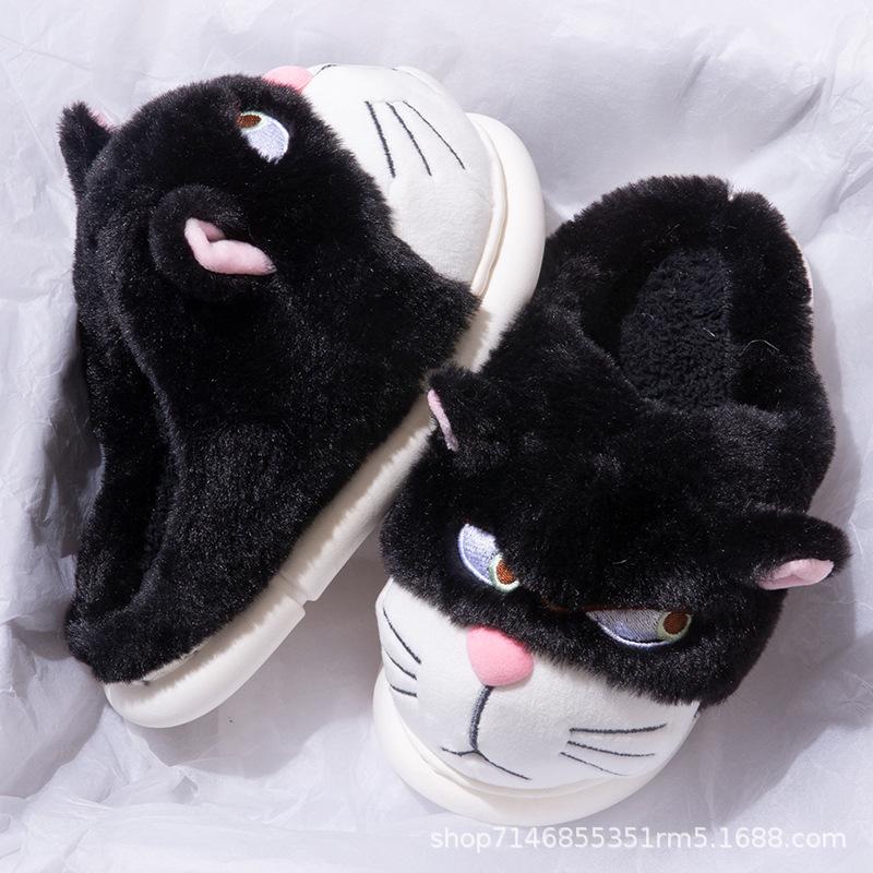 Bomullstøfler vinter ny søt katt hjemme varme komfortable pustende tykk såle fortykket bomull mopp