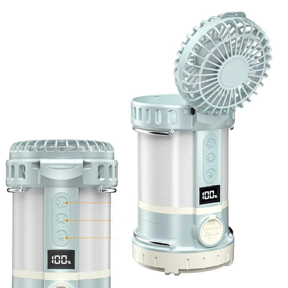 LCD Digital Display Camping Tent Light Three Wind Speed Searchlight LED Light with Fan  Emergency