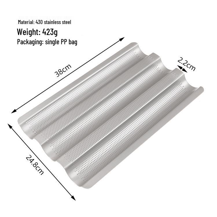

Wavy French Baguette Baking Pan - Long Loaf Mold & Bread Rack Tool