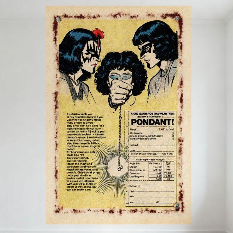 

Vintage 70s Kiss Comic - Style Metal Tin Sign, AQUA PONDANT Promotion, Retro Aged Look Wall Decor for Bar Pub Home Cafe, 8x12 In 20x30cm（7.8x11.8inch）