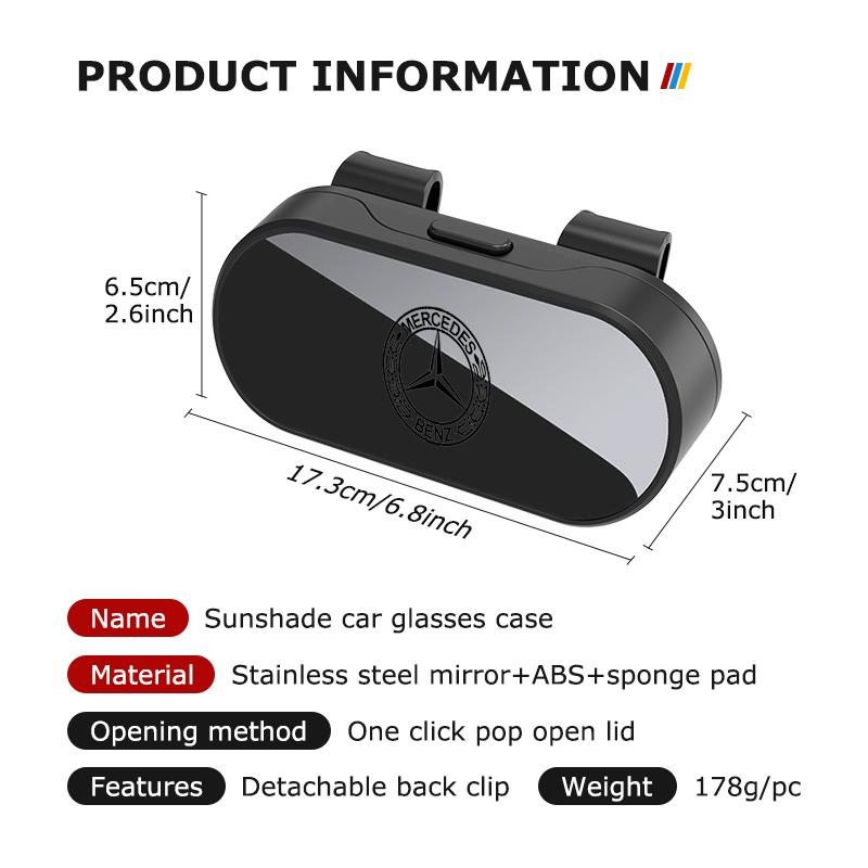 DUJF1 For Benz Car Visor Sunglasses Glasses Case Glasses Holder Clip Box Car Lenses Holder AMG VIANO GLB GLC W108 W124 W126 W169 W176