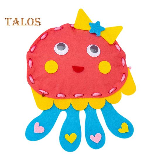 

1 комплект, набор для шитья кукол из мультфильмов, плюшевых животных, ручная работа, нетканый материал, набор для шитья плюшевых животных для начинающих малышей, мальчиков и девочек, подарок Octopus