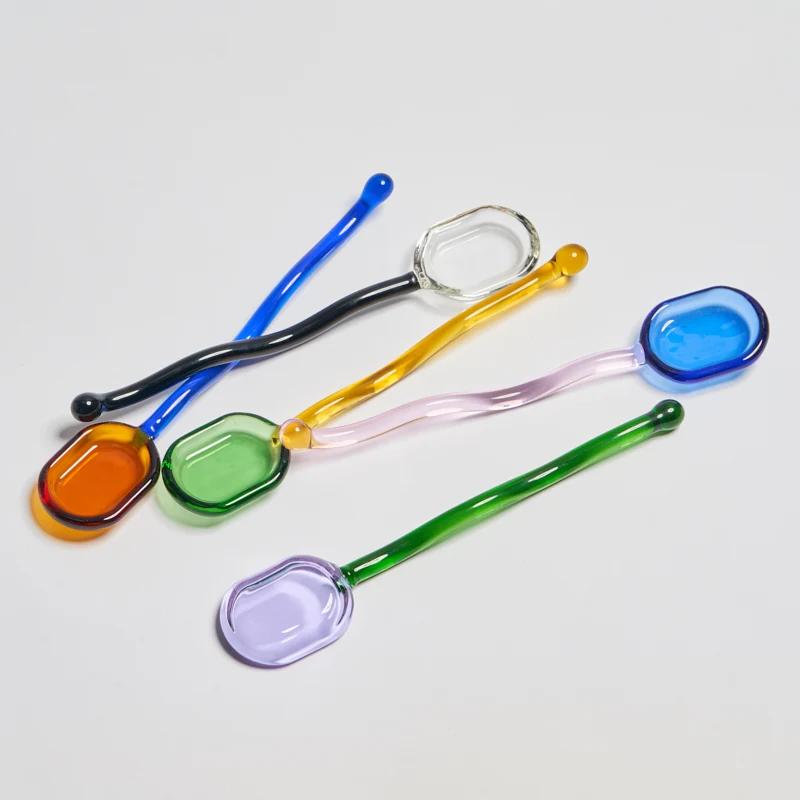 Glaslöffel Dessertlöffel Teelöffel Haushalts-süßer kreativer Reislöffel Kaffeegeschirr Geschenk Teelöffel für Eis