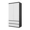 Wardrobe 90 Joelle Anthracite/Matte White 2 Doors 2 Drawers 3 Shelves