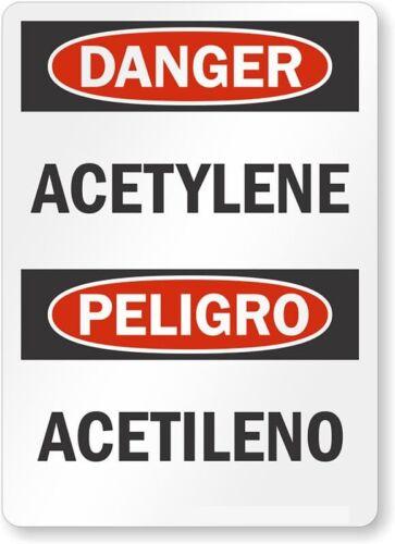 Acetylene Peligro Acetileno Bilingual Osha Danger Aluminum Weatherproof xAluminum 20x30cm(7.8x11.8inch)