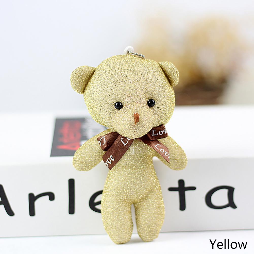 12CM Teddy Bear Plush Toy with Ribbon Bow Siamese Bears Toys Key Chain Pendant Gifts for Children Kids Toy Wedding Gifts