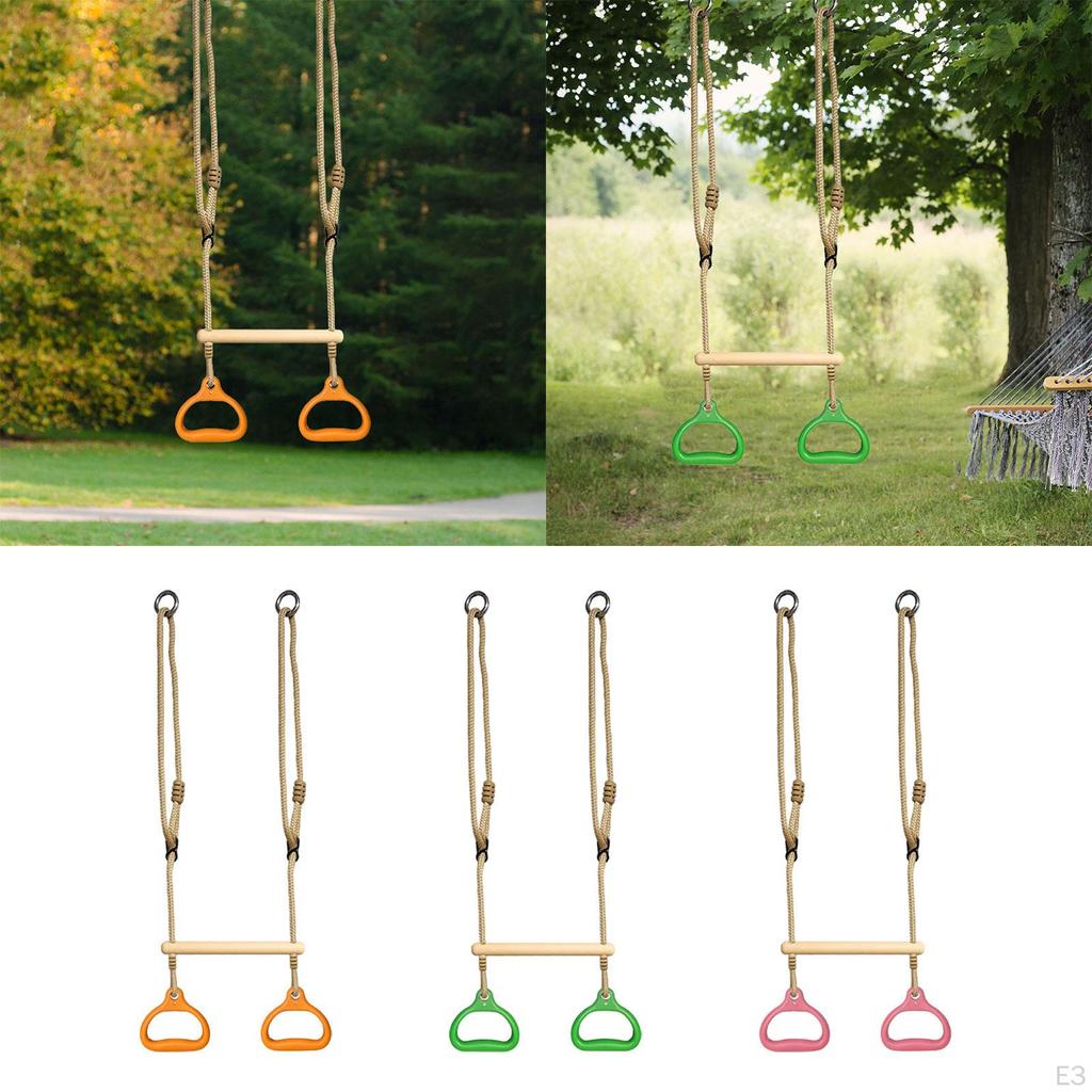 Trapeze Swing Bar Hanging Rings for Indoor Outdoor Use Fitness Home Gym
