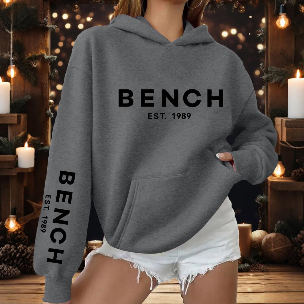 Women's Fashionable Casual Printed Letter Casual Hooded Sweatshirt With Pockets