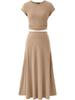 2025 Summer European-American Casual Knit Crop Top & High Waist Midi Skirt Set