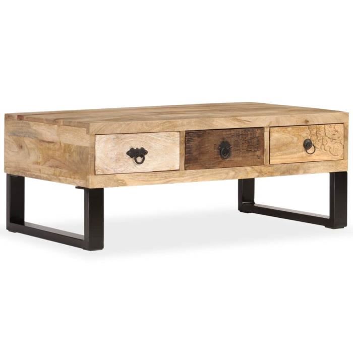VidaXL Table basse avec 3 tiroirs Bois de manguier massif 90x50x35 cm