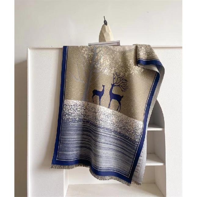 

2024 Осень/Зима Новый утолщенный теплый двухсторонний двухцветный шарф из искусственного кашемира с кисточками, высококачественный воротник-шаль 190x65cm