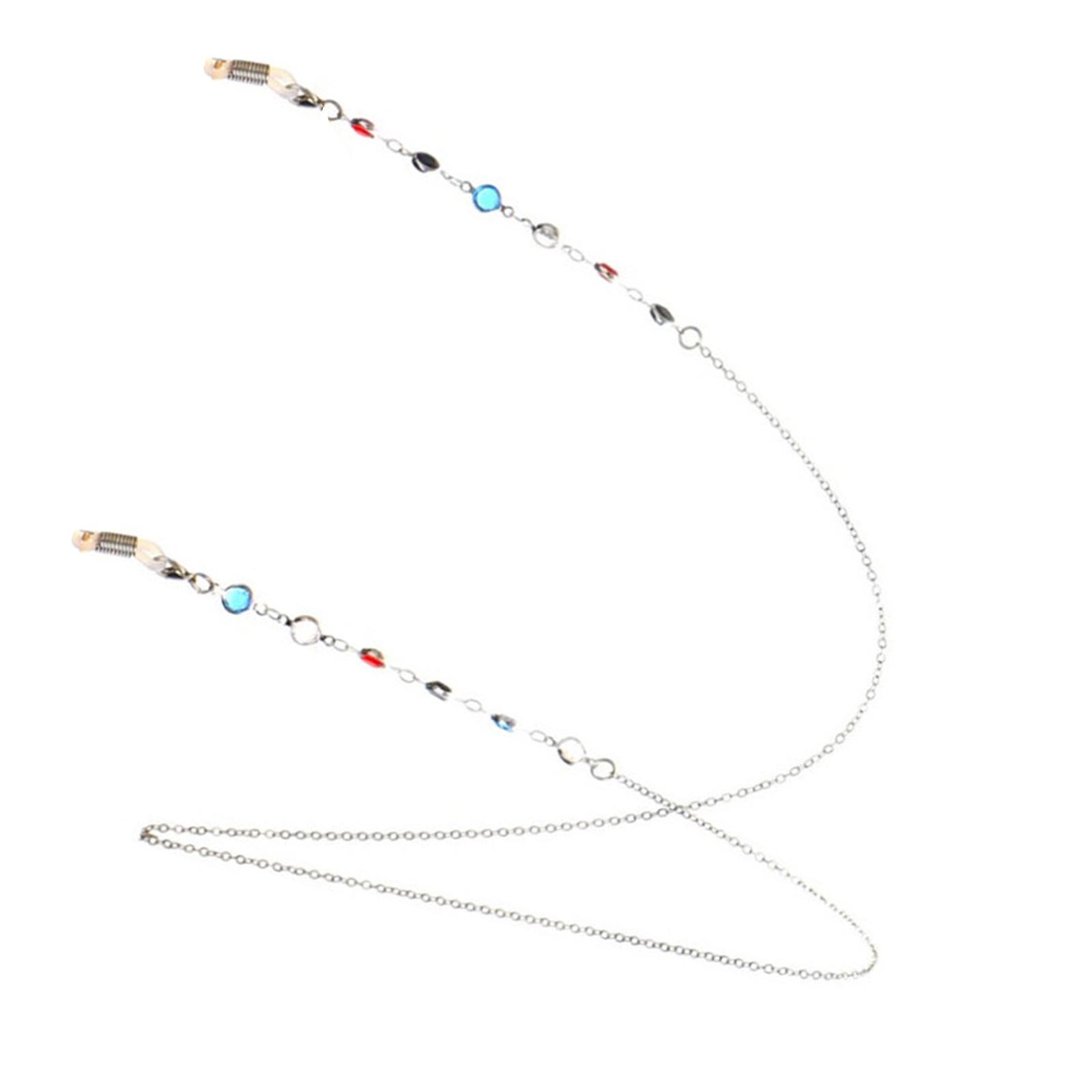 

Элегантная противоскользящая цепочка для очков Модная цепочка для очков Цепочка для очков с бусинами Женский аксессуар для очков серебряный