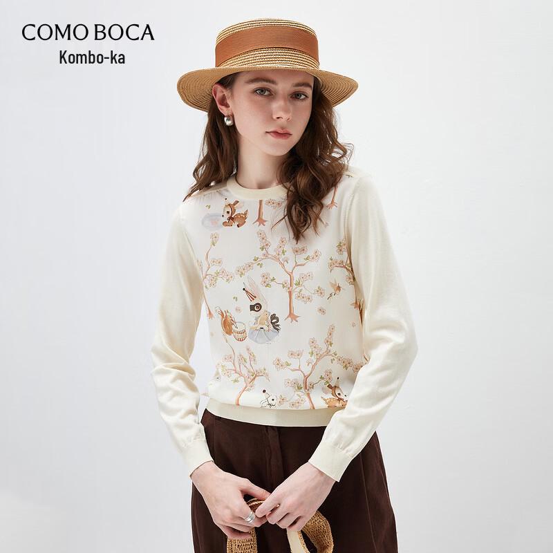 

Komom Boka 2026 Spring/Summer Women s Floral Mulberry Silk Long-Sleeve Knit Top XL