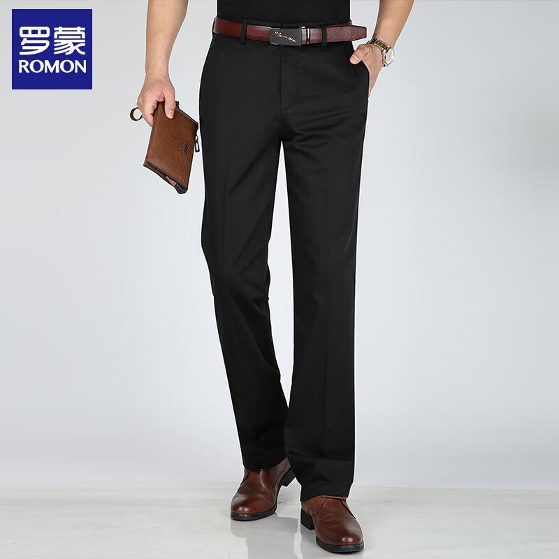ROMON Men's Loose Straight Leg Cotton Blend Casual Pants