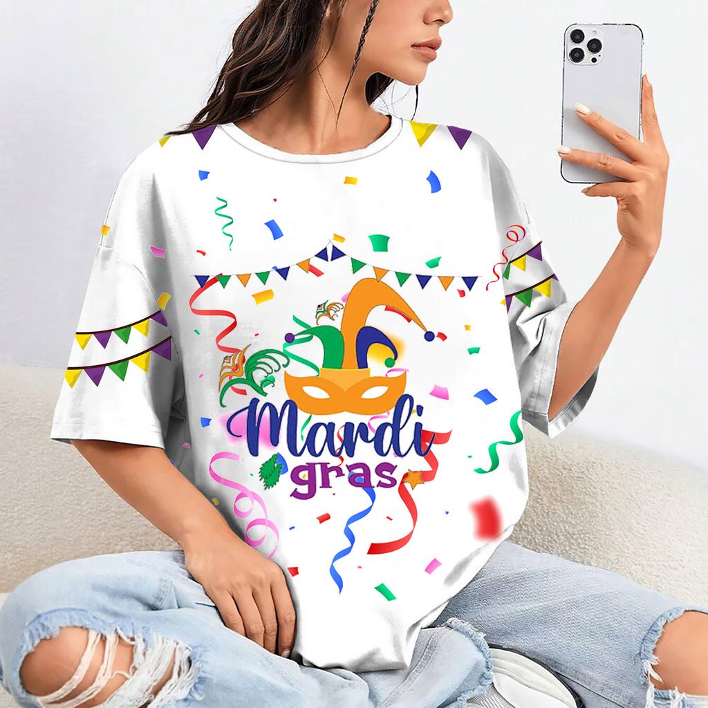 Summer Round Neck 3D Print Top Fashionable Casual Hip Hop Short Sleeved Women's T-shirts